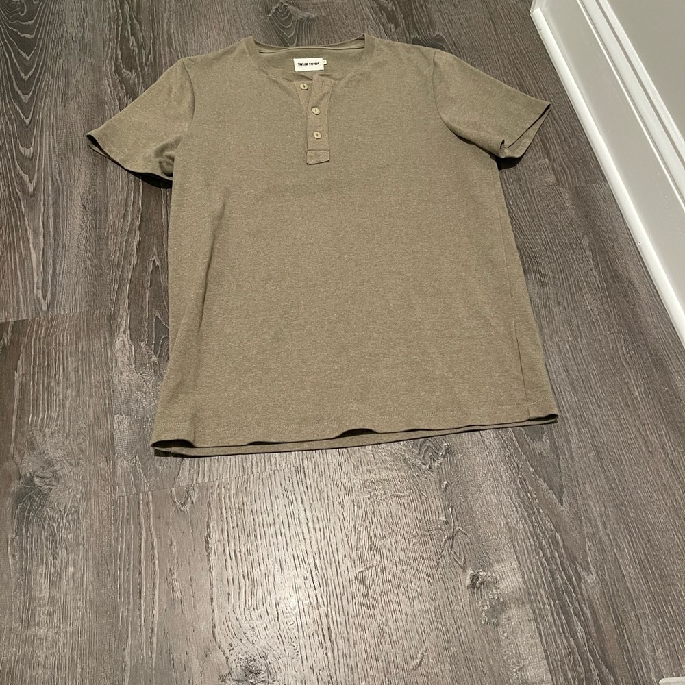 Taylor Stitch heavy bag Henley short sleeve medium 40 green